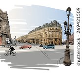Paris street hand drawn, vector illustration