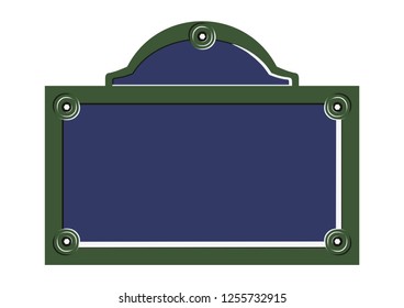 Paris street sign. Flat vector of blank French street plate.