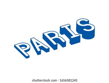 Paris text with 3d isometric effect.