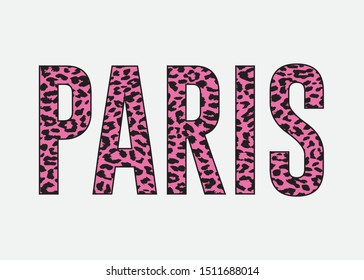 Paris Text with Leopard Pattern, Fashion Print Design