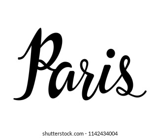 Paris text modern calligraphy vector, Handwritten letters illustration. Lettering brush drawing.