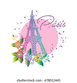  Paris text with tower eiffel