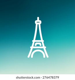 Paris Tower icon thin line for web and mobile, modern minimalistic flat design. Vector white icon on gradient mesh background.