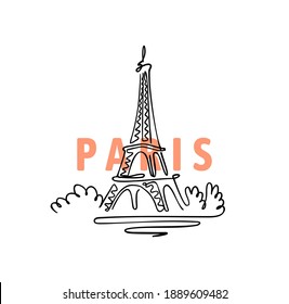 Paris Tower in Outline style with text