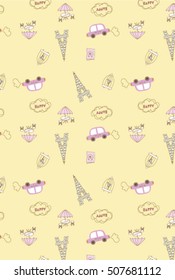 Paris travel icon pattern.