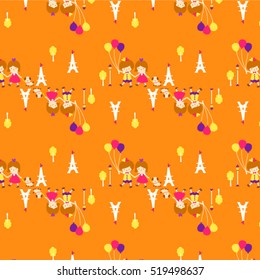 Paris travel icon pattern.