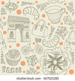 Paris. Triumphal Arch. Seamless background