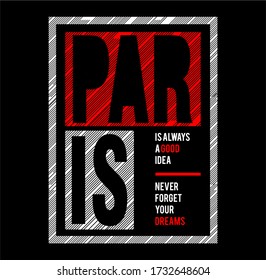 PARIS Typography Design T-Shirt Prin