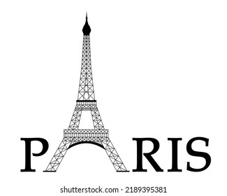 Paris typography with Eiffel tower 