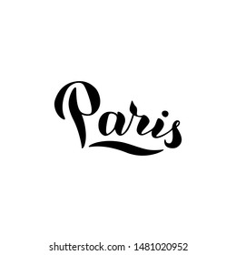 Paris typography text logo. Trendy lettering design. Print for t-shirt, postcard, souvenir, bag. Vector eps 10.