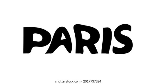 Paris typography text or slogan with wavy letters. T-shirt graphic with ripple or glitch effect. Abstract print, banner, poster, emblem design. Vector illustration.