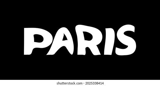 Paris typography text or slogan with wavy letters. T-shirt graphic with ripple or glitch effect. Abstract print, banner, poster, emblem design. Vector illustration.