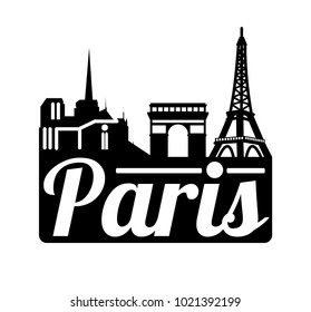 Paris vector. Eiffel tower and Notre Dame