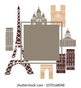  Paris. Vector frame with famous sights of the French capital