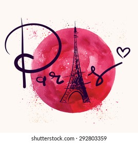Paris. Vector hand drawn illustration with Eiffel tower.