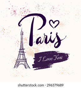 París. Ilustración dibujada a mano con el vector de la torre Eiffel.