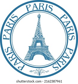 Etiqueta de torre de goma de arte de la ciudad con el logotipo de los vectores de París