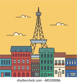 Paris, vector outline illustration