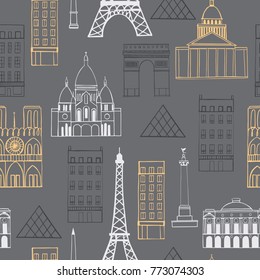 Paris. Vector sketch seamless pattern