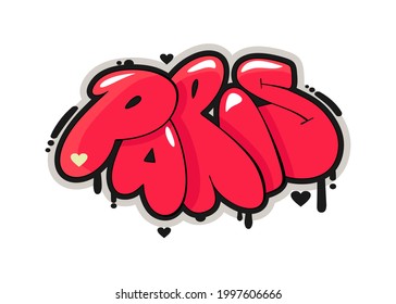 Texto vectorial de París. Letras dibujadas a mano estilo graffiti. Se puede usar para imprimir en camisetas y recuerdos. Carteles, carteles, tarjetas, volantes, pegatinas.