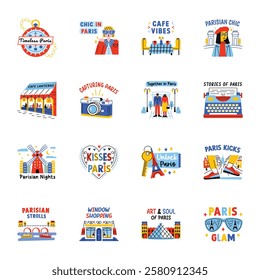 Paris Vibes Trendy Flat Style Stickers
