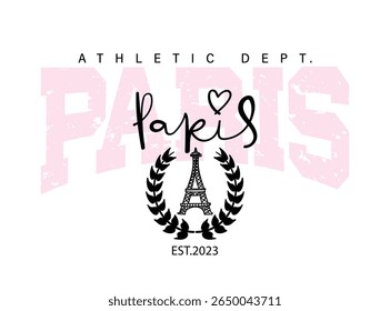 Paris vintage college style quote typography. Vector illustration design for fashion graphics, t shirt prints, posters etc