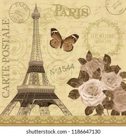 Paris vintage postcard.
