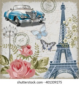 Paris vintage postcard.