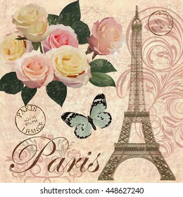 Paris vintage postcard.