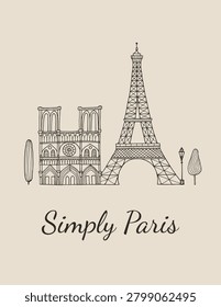 Paris vintage postcard and