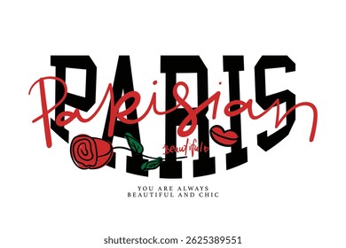 Paris vintage slogan text. Vector illustration design for fashion graphics, t shirt, slogan tees, posters, print.