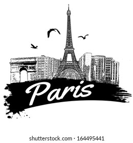 Paris in vintage style poster, vector illustration