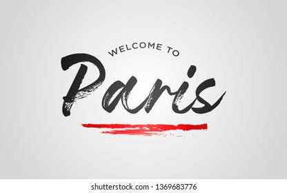 Paris Welcome To Word Text with Creative Handwritten Font Design Vector Illustration. - Vector