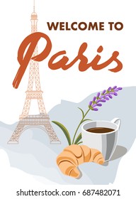 Paris welcoming vector card 