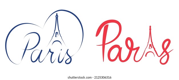 Diseño de palabras en París.Dibujo manual del logo de París.Ilustración vectorial.