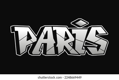 Paris word graffiti style letters.Vector hand drawn doodle cartoon logo illustration. Funny cool Paris letters, fashion, graffiti style print for t-shirt, poster