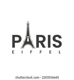 Paris word sign logo on letter A. Eiffel tower design template, symbol, icon