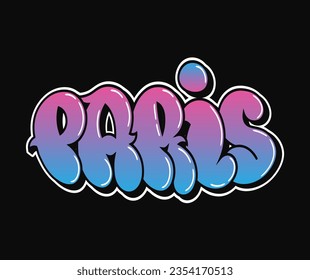 Paris word trippy psychedelic graffiti style letters.Vector hand drawn doodle cartoon logo Paris illustration. Funny cool trippy letters, fashion, graffiti style print for t-shirt, poster