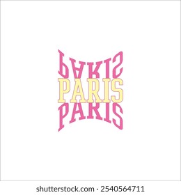 Paris Paris Paris Paris escrito em rosa e amarelo Vetor para serigrafia, dtg, dtf, t-shirts, sinais, banners, Subimation Jobs ou para qualquer aplicação