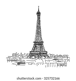 Paris,cityscape with Eifel Tower. Sketch for your design