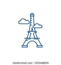 Paris,eiffel tower line icon concept. Paris,eiffel tower flat  vector symbol, sign, outline illustration.