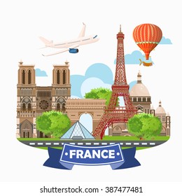 Paris,France Vector travel destinations set, Info graphic elements for traveling to France.