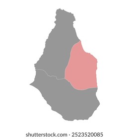 Mapa de la parroquia de Saint Georges, división administrativa de Montserrat. Ilustración vectorial.