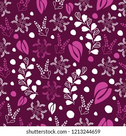 Parisian Lace-Love in Parise seamless Repeat Pattern Background. Abstract Pattern of Modern Laces shapes and Lavender Flowers illustration, pink shapes on burgundy Background .Pattern Background