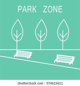 park alley landscape flat background vector illustration