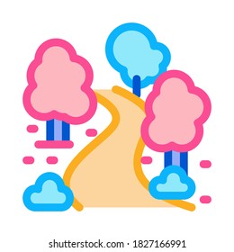 park alley and trees icon vector. park alley and trees sign. color symbol illustration