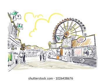 park amusement vector sketch illustration