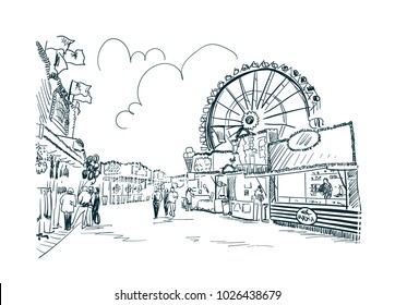 Park Amusement Vector Sketch Illustration