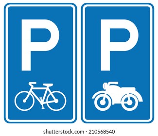 Bike parking sign allowed and disallowed vector. posters for the wall •  posters orderliness, no parking, allowed | myloview.com