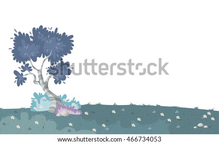 Park with beautiful tree on the grass field. Nature landscape.